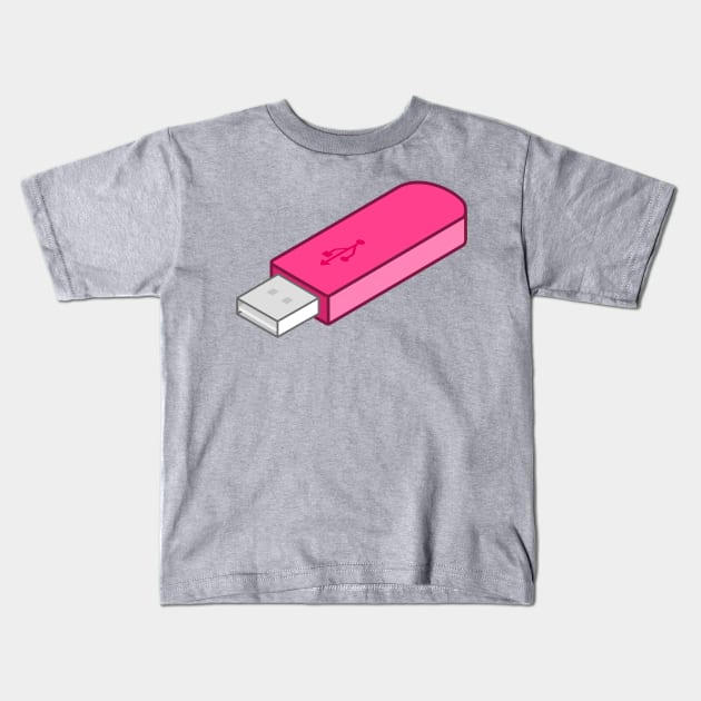 Pink Usb Kids T-Shirt by Lollik